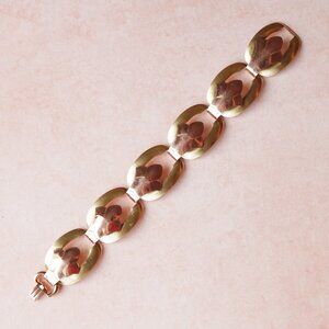 1940s Mid-Century Kreisler Two-Tone Link Bracelet – Pink & Yellow Gold